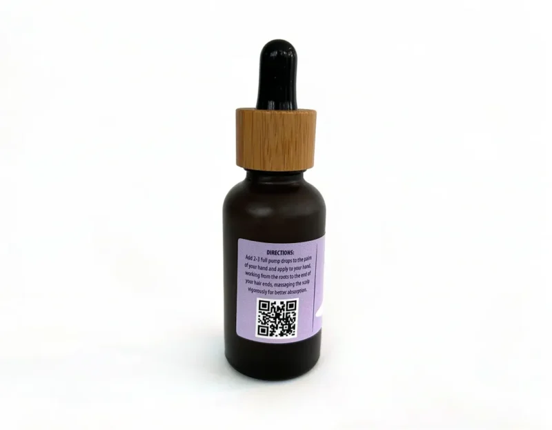 A bottle of serum with a wooden cap.